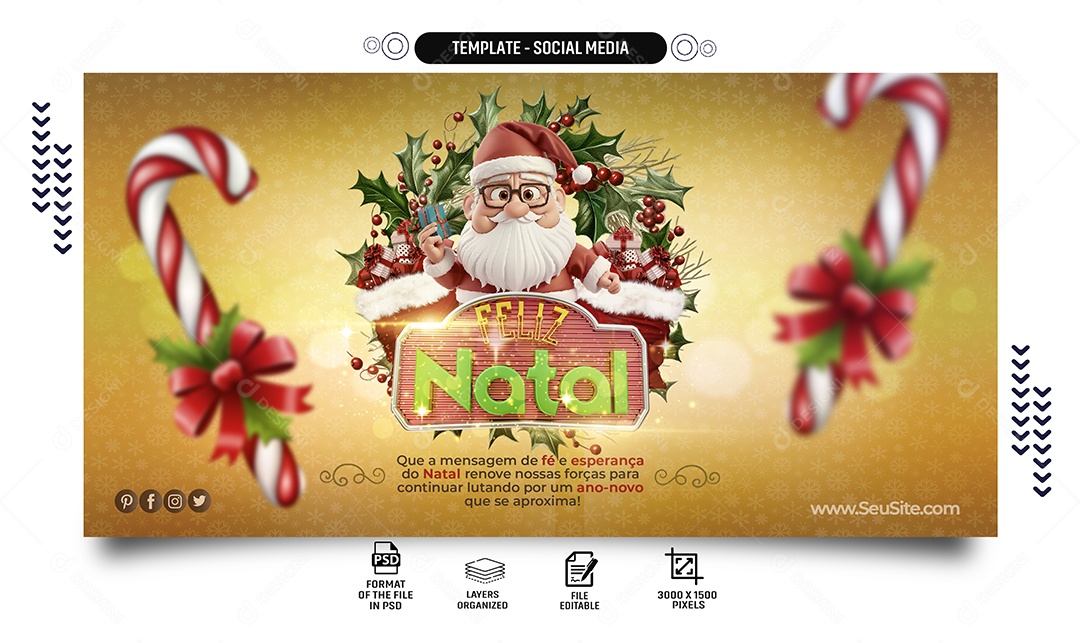 Social Media Banner Feliz Natal Fé e Esperança PSD Editável