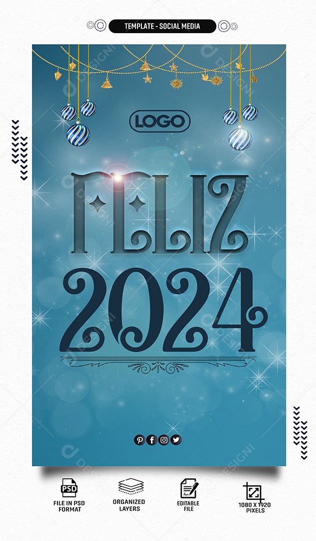 Story Feliz 2024 Social Media PSD Editável