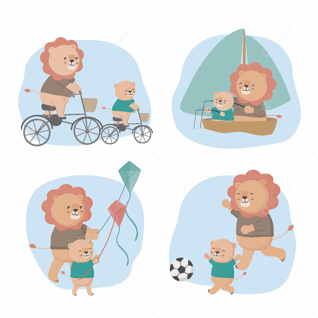 Feliz Dia dos Pais dos Animais Ilustração Vetor EPS