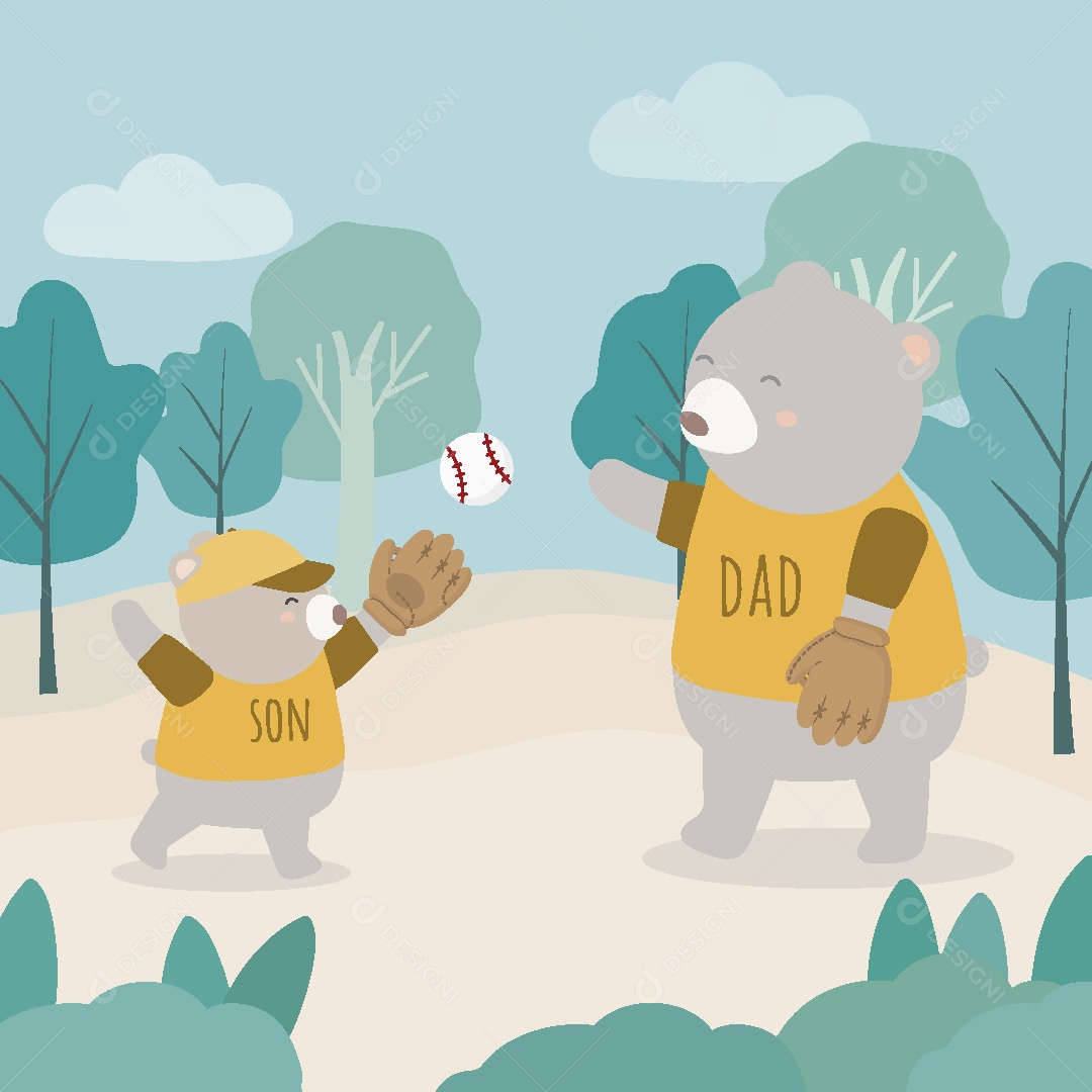 Feliz Dia dos Pais dos Animais Ilustração Vetor EPS