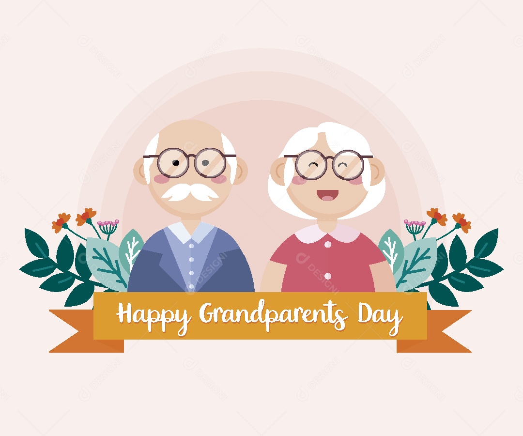 Feliz Dia dos Avós Ilustração Vetor EPS