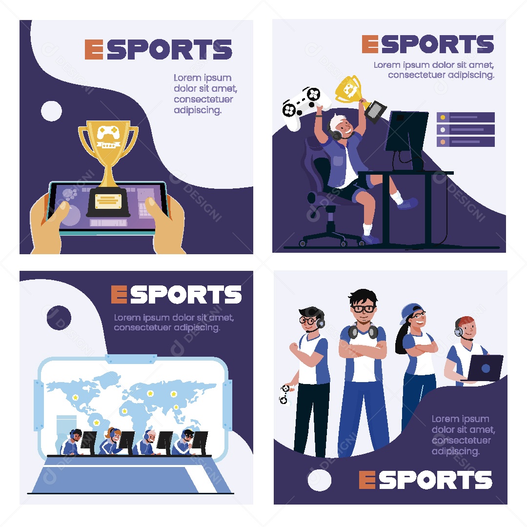 Atletas de Esportes Virtuais Ilustração Vetor EPS