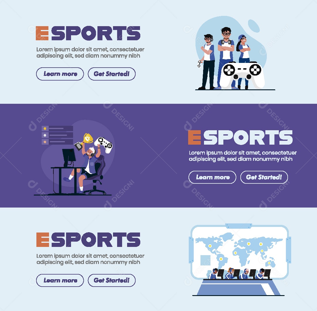 Atletas de Esportes Virtuais Ilustração Vetor EPS