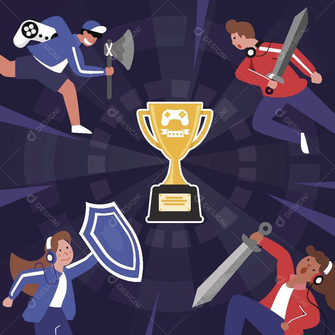 Atletas de Esportes Virtuais Ilustração Vetor EPS