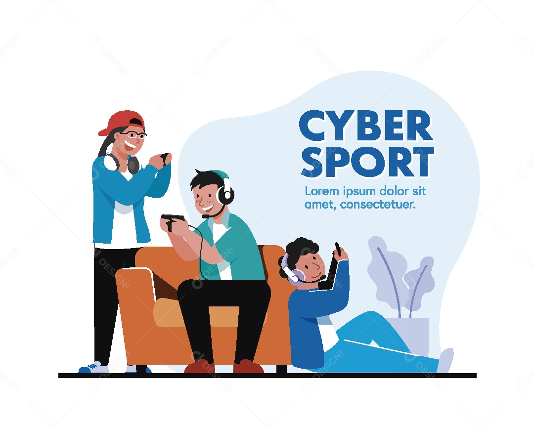 Atletas de Esportes Virtuais Ilustração Vetor EPS