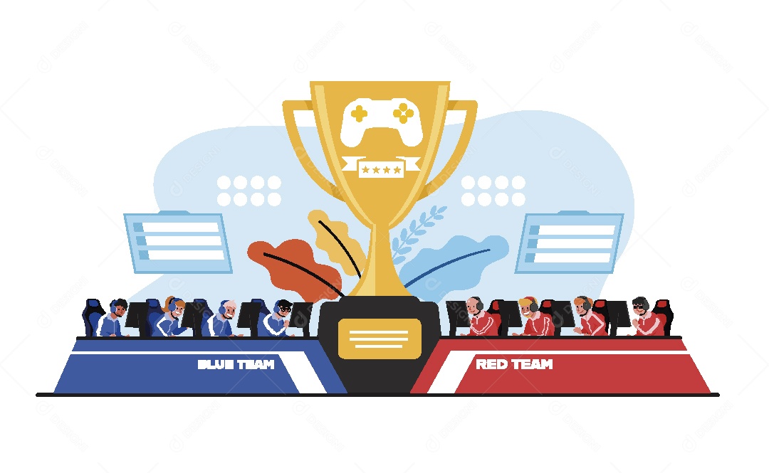 Atletas de Esportes Virtuais Ilustração Vetor EPS