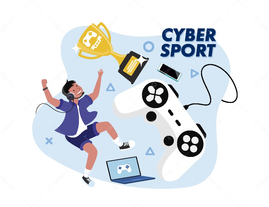 Atletas de Esportes Virtuais Ilustração Vetor EPS