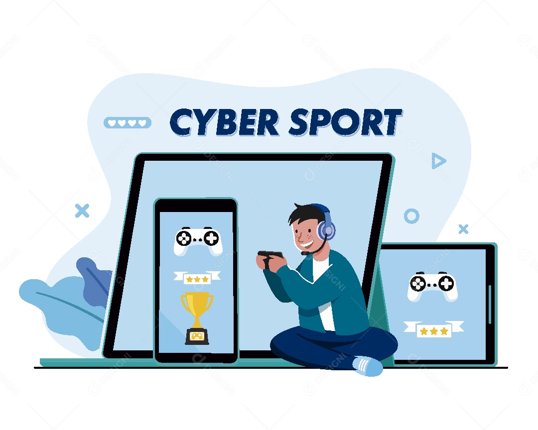 Atletas de Esportes Virtuais Ilustração Vetor EPS