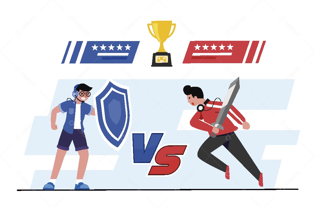 Atletas de Esportes Virtuais Ilustração Vetor EPS