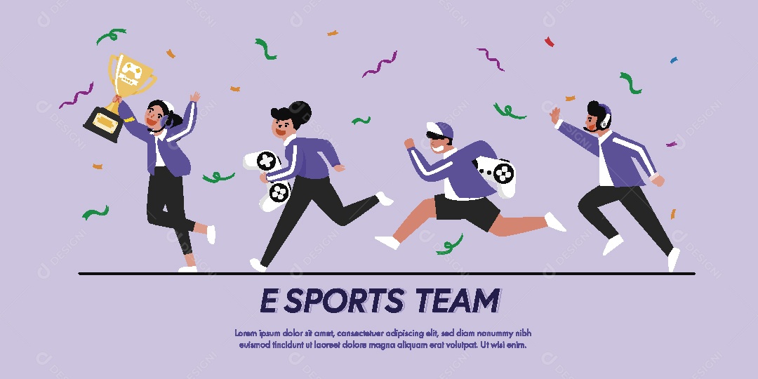 Atletas de Esportes Virtuais Ilustração Vetor EPS