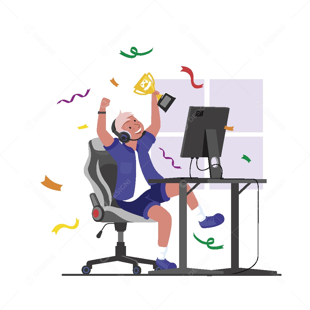 Atletas de Esportes Virtuais Ilustração Vetor EPS