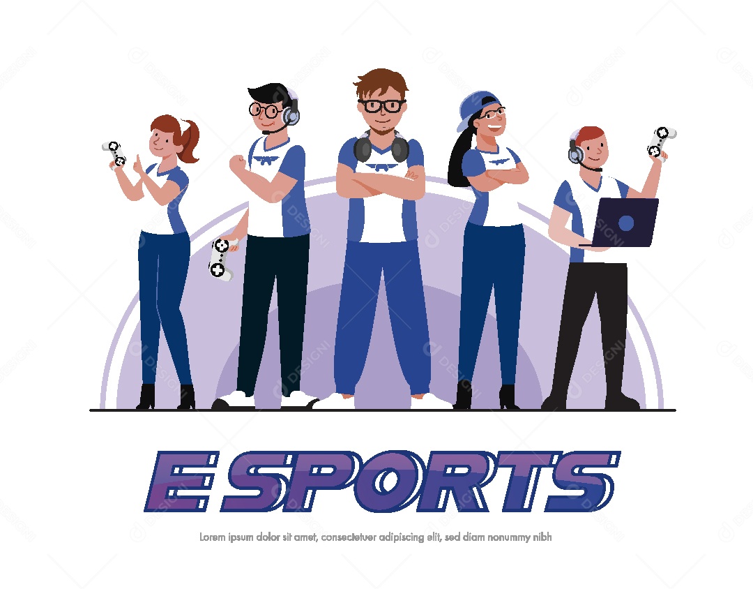 Atletas de Esportes Virtuais Ilustração Vetor EPS