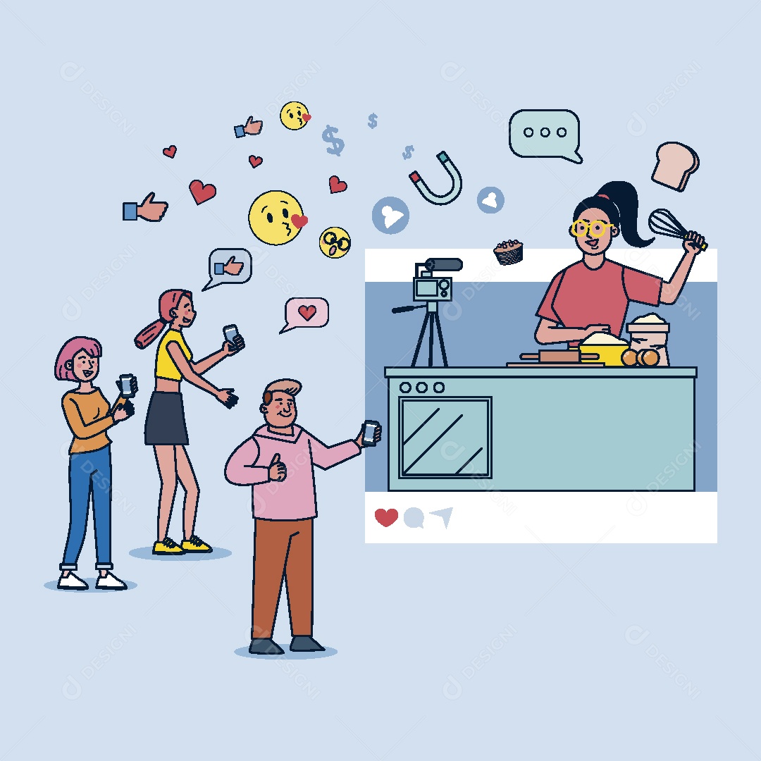 Influenciador Digital Ilustração Vetor EPS