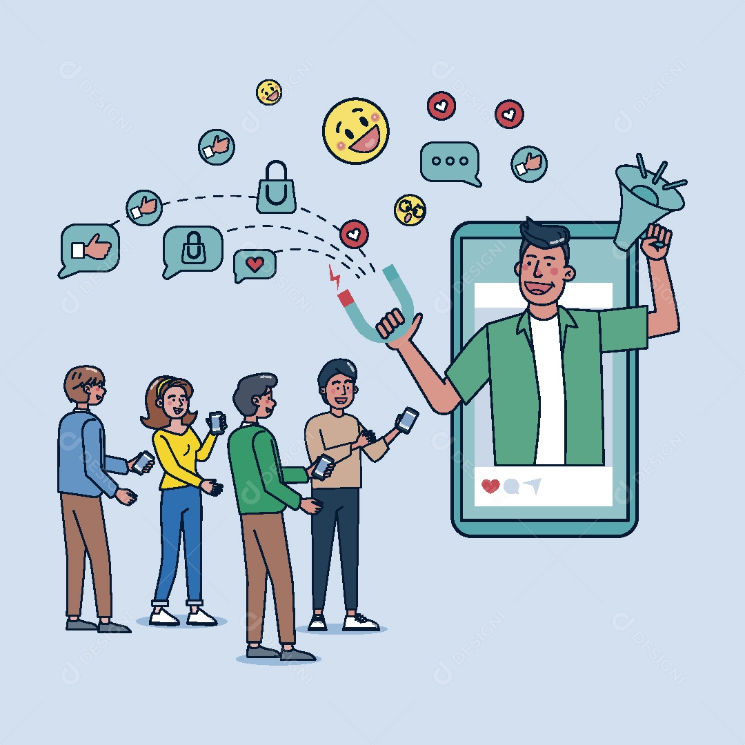 Influenciador Digital Ilustração Vetor EPS