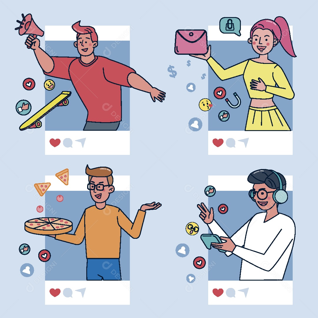 Influenciador Digital Ilustração Vetor EPS