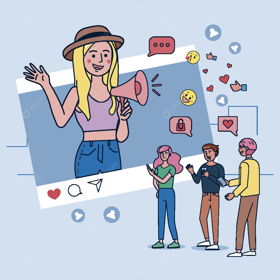 Influenciadora Digital Ilustração Vetor EPS