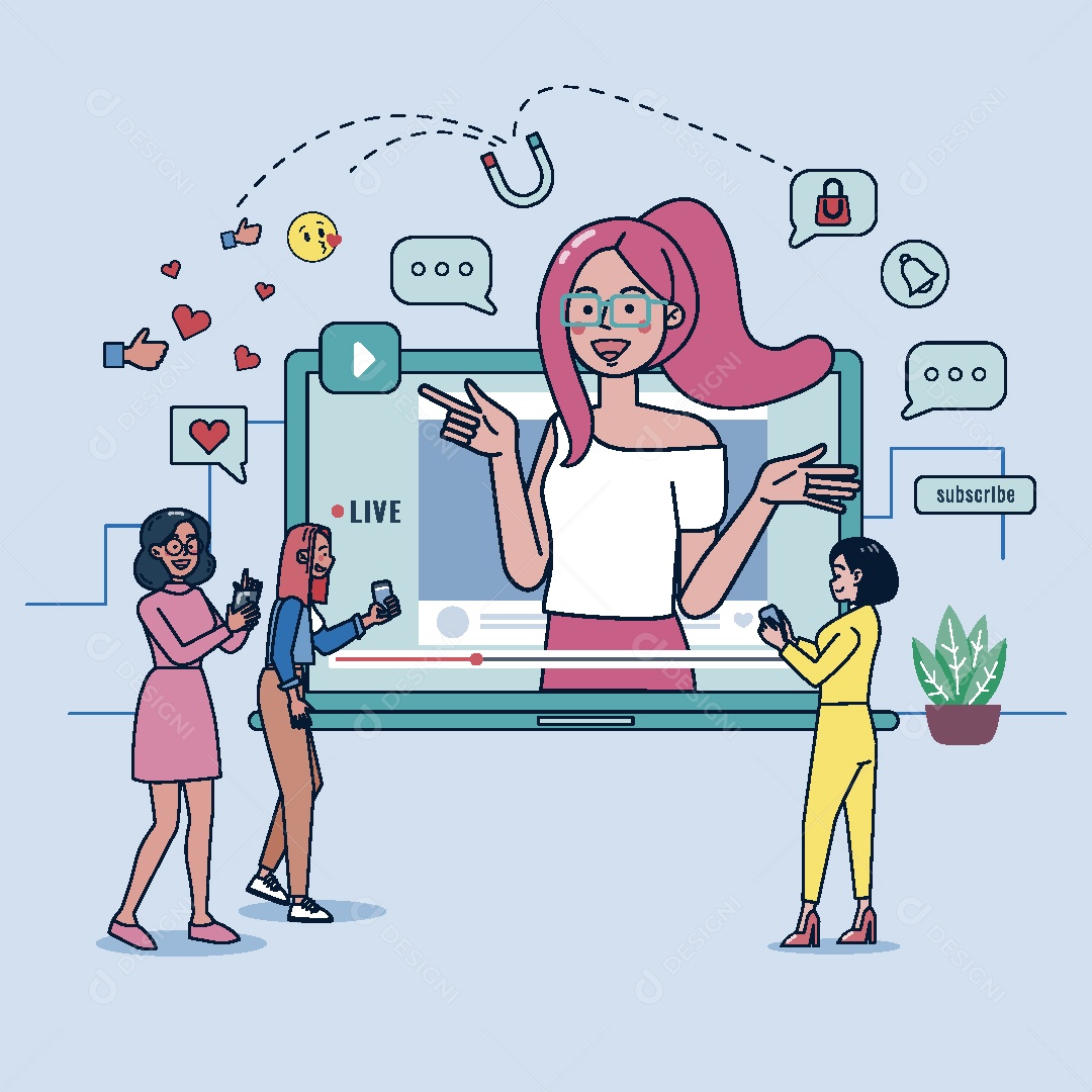 Influenciadora Digital Ilustração Vetor EPS