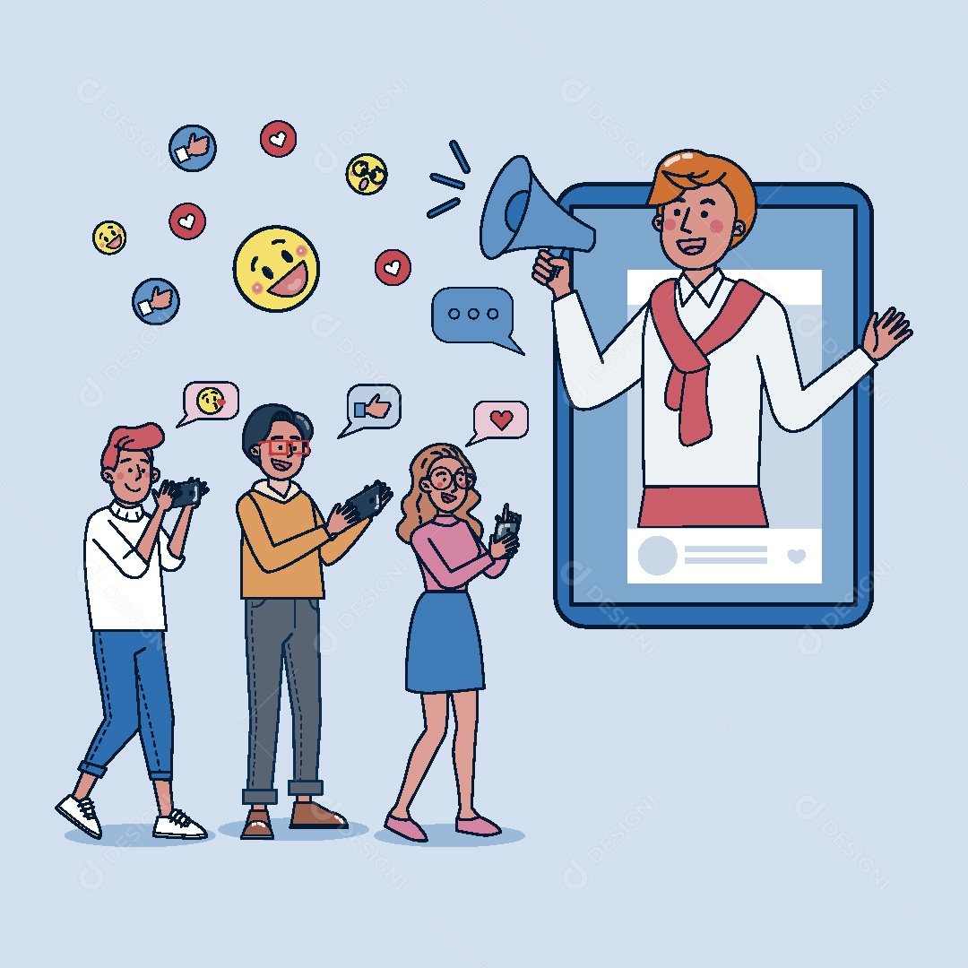 Influenciador Digital Ilustração Vetor EPS