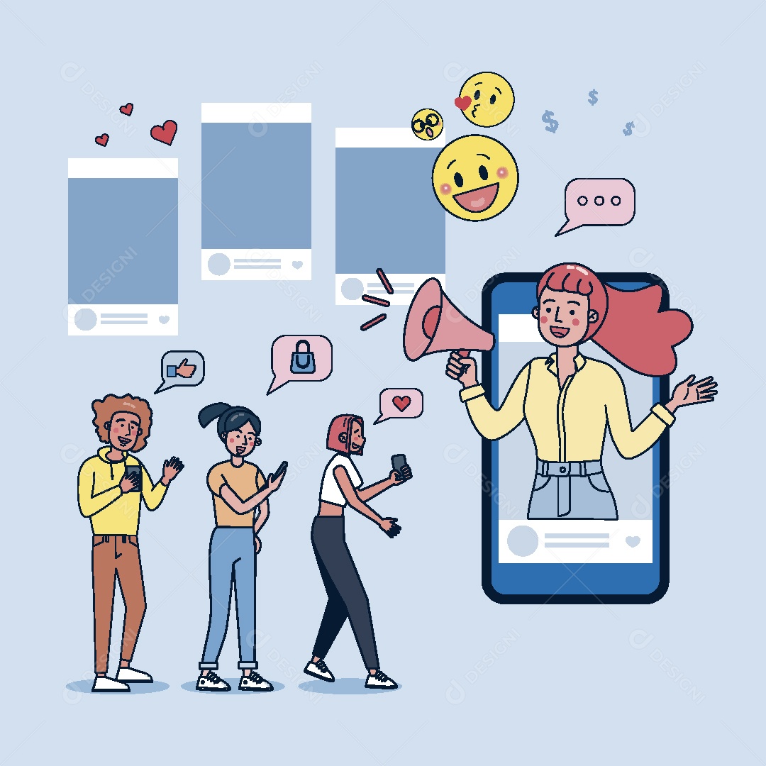 Influenciador Digital Ilustração Vetor EPS