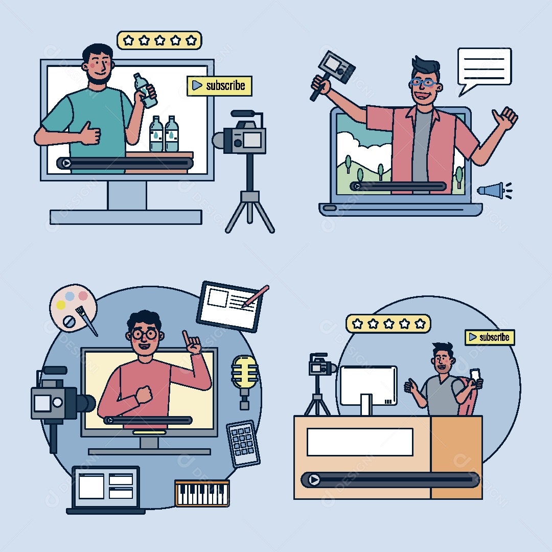 Influenciador Digital Ilustração Vetor EPS