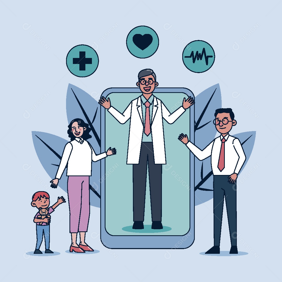 Atendimento Médico Online Ilustração Vetor EPS