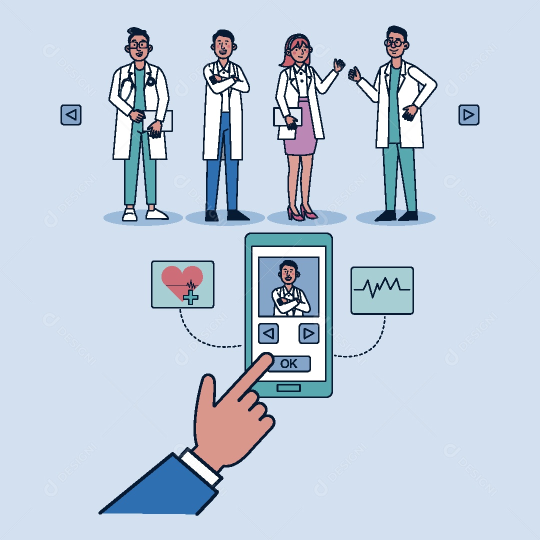 Atendimento Médico Online Ilustração Vetor EPS