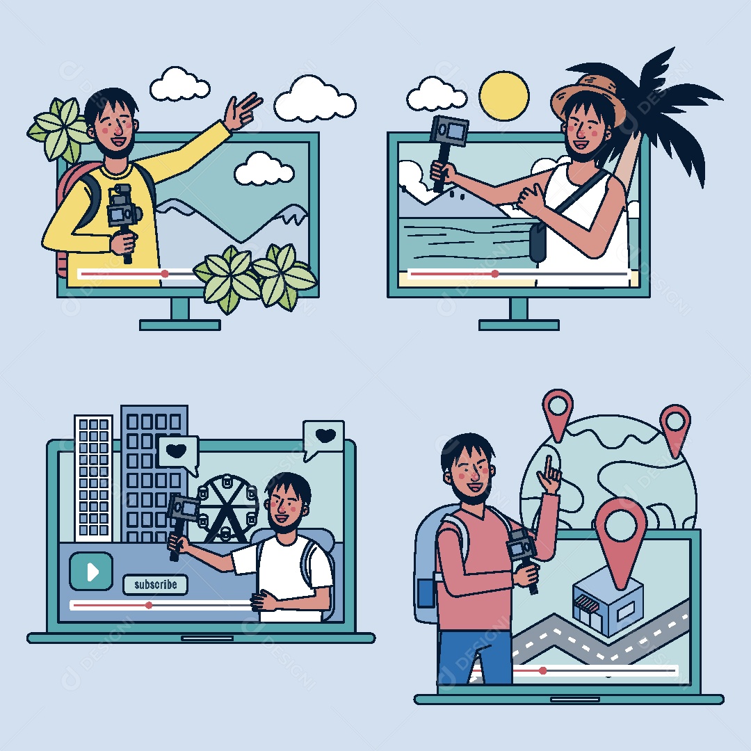 Influenciador Digital Ilustração Vetor EPS