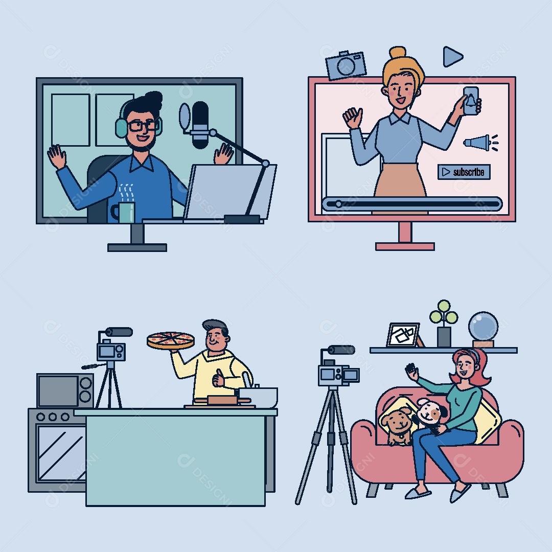 Influenciador Digital Ilustração Vetor EPS