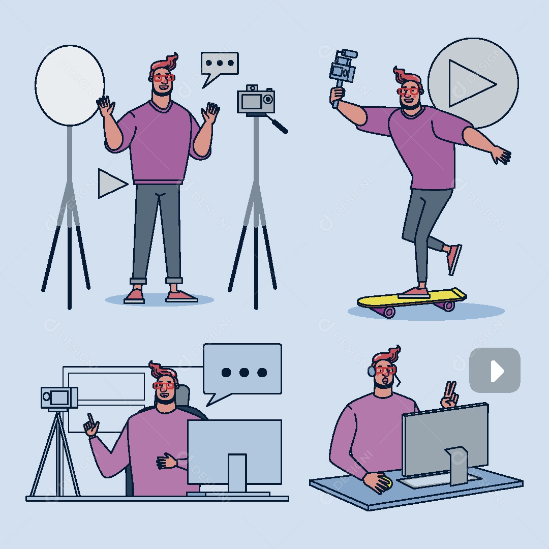 Influenciador Digital Ilustração Vetor EPS