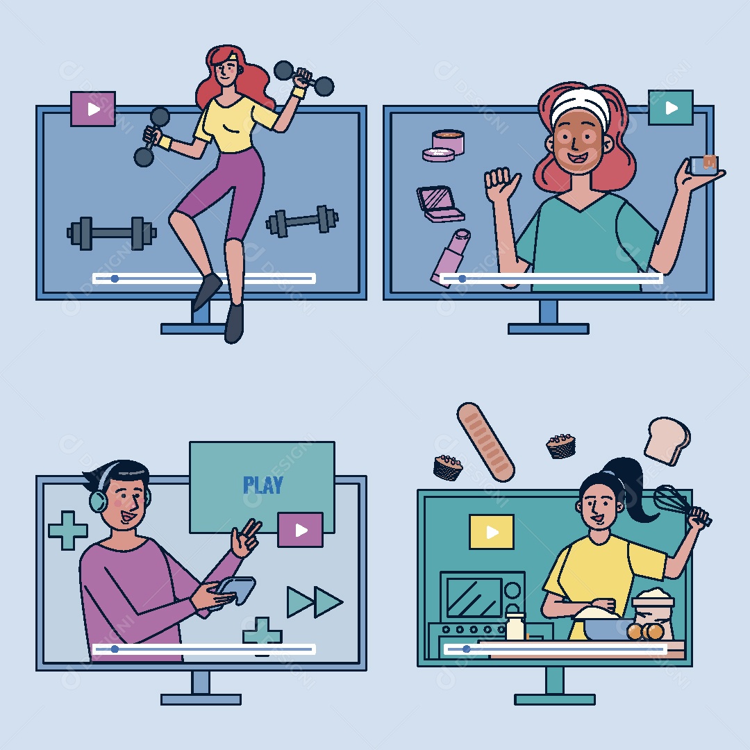 Influenciadora Digital Ilustração Vetor EPS