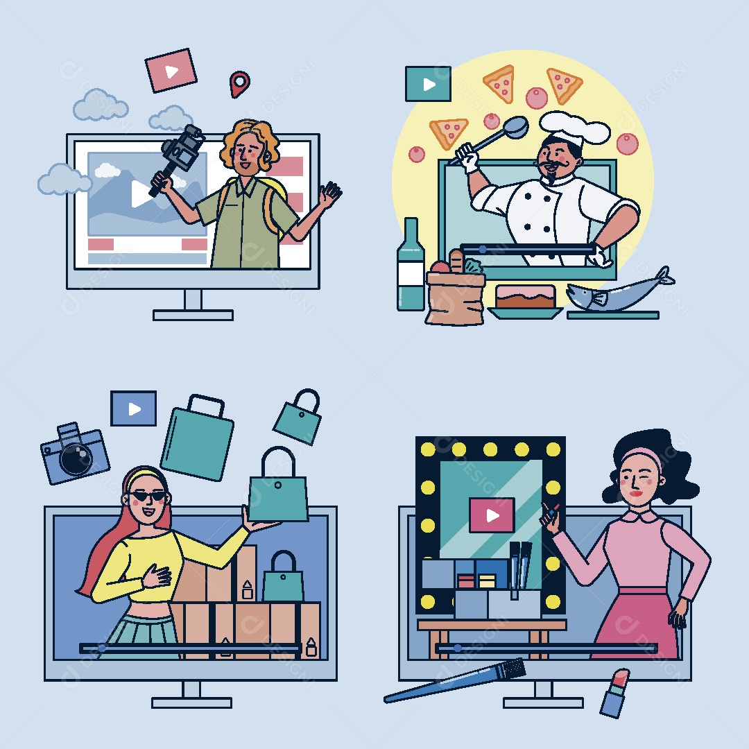 Influenciador Digital Ilustração Vetor EPS