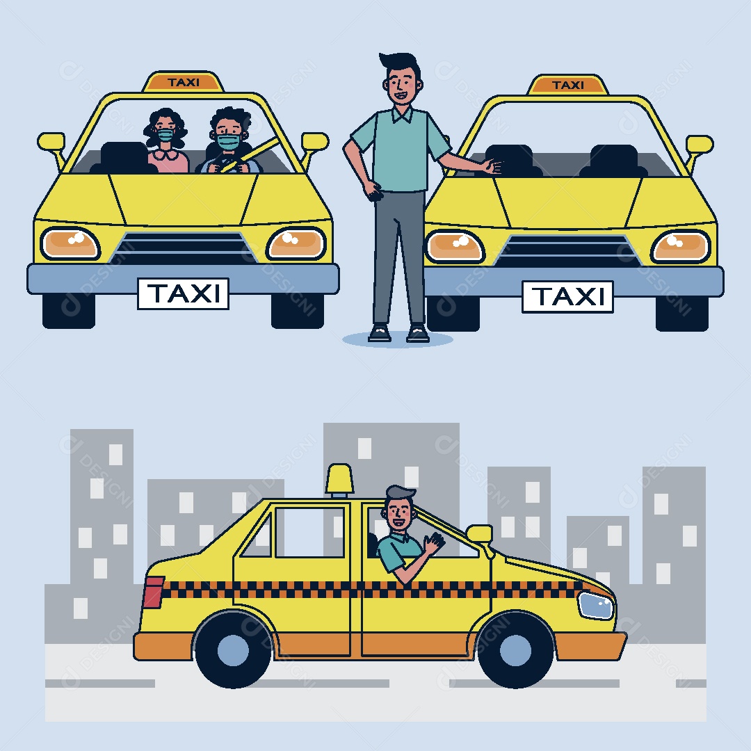 Jovem Motorista de Táxi Ilustração Vetor EPS