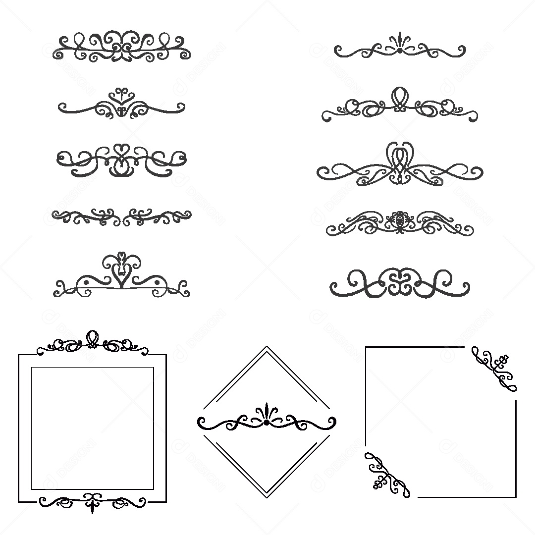 Moldura Decorativa Com Ornamento Ilustração Vetor EPS