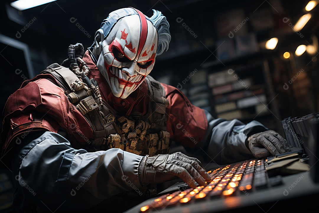 Hacker com capuz sobre fundo escuro