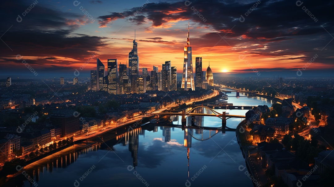 Frankfurt am Main durante o pôr do sol