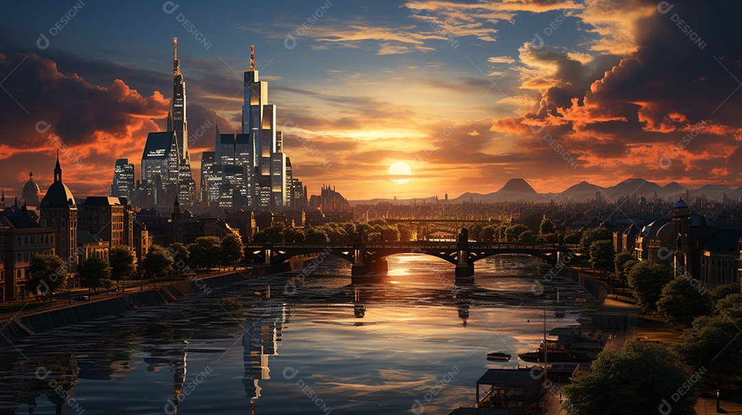 Frankfurt am Main durante o pôr do sol