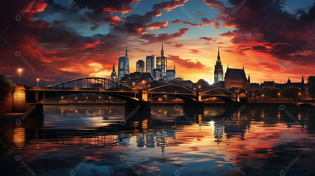 Frankfurt am Main durante o pôr do sol