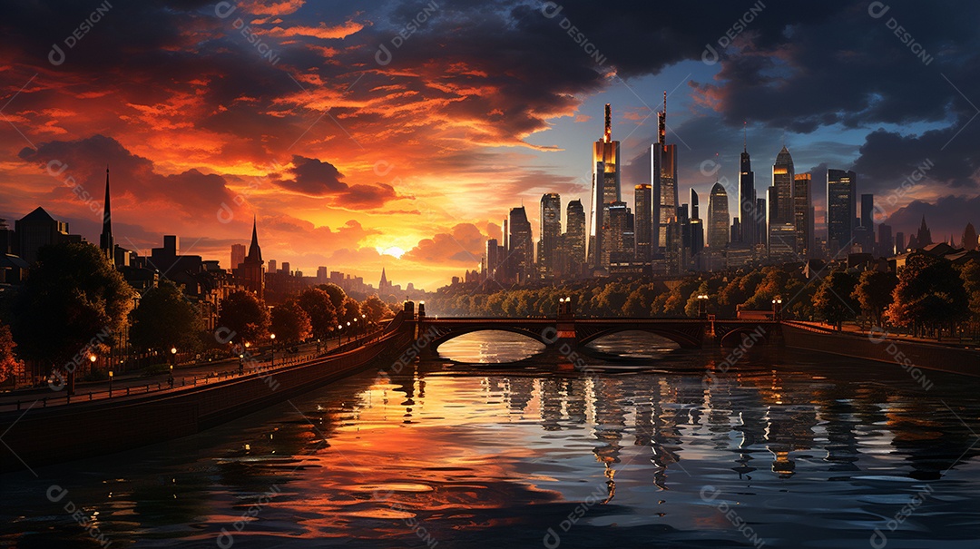 Frankfurt am Main durante o pôr do sol