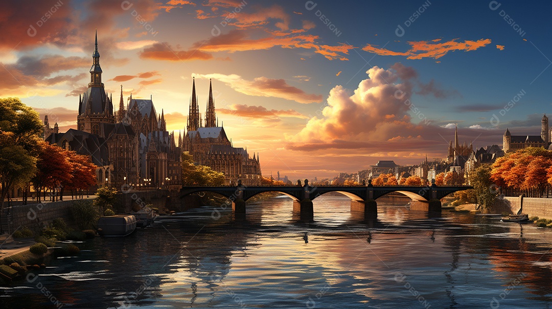 Frankfurt am Main durante o pôr do sol