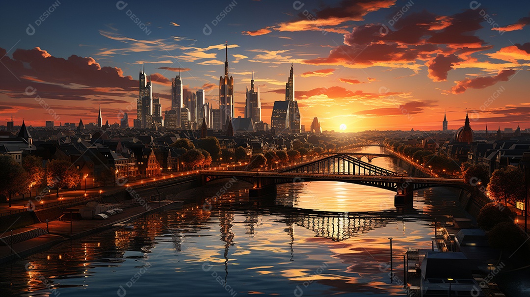 Frankfurt am Main durante o pôr do sol