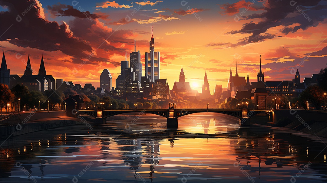 Frankfurt am Main durante o pôr do sol