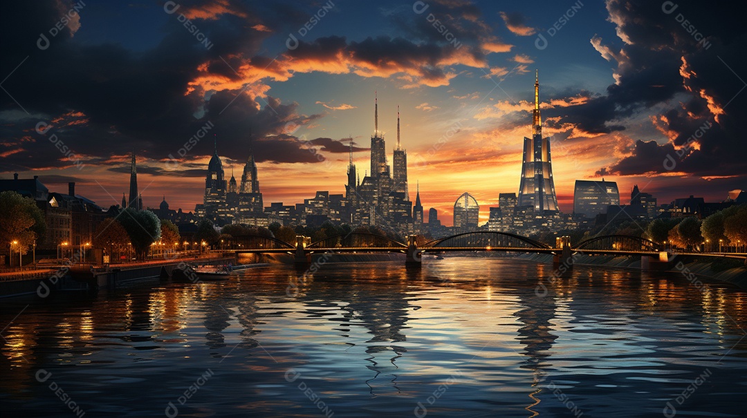 Frankfurt am Main durante o pôr do sol