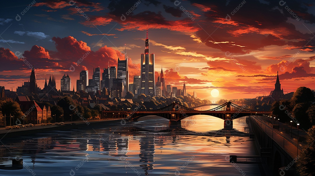 Frankfurt am Main durante o pôr do sol