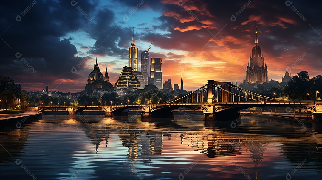 Frankfurt am Main durante o pôr do sol