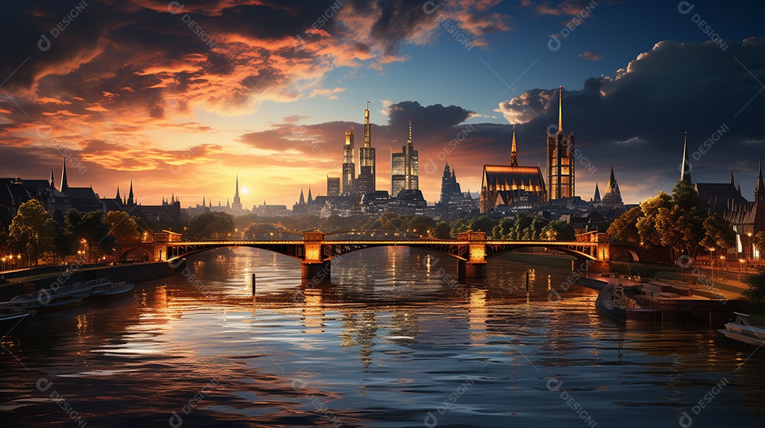 Frankfurt am Main durante o pôr do sol