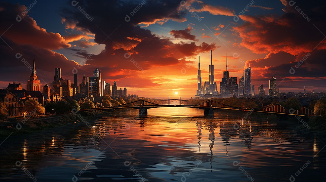 Frankfurt am Main durante o pôr do solV