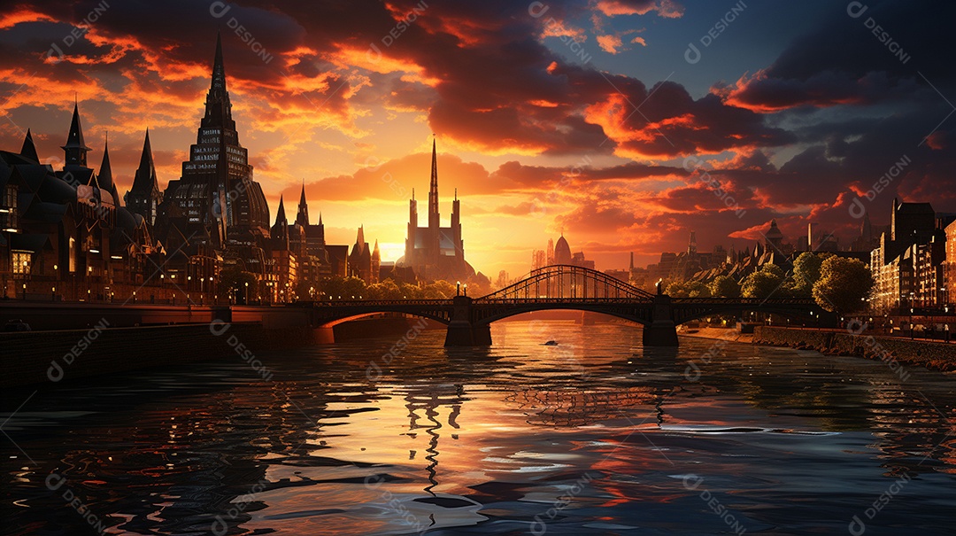 Frankfurt am Main durante o pôr do sol