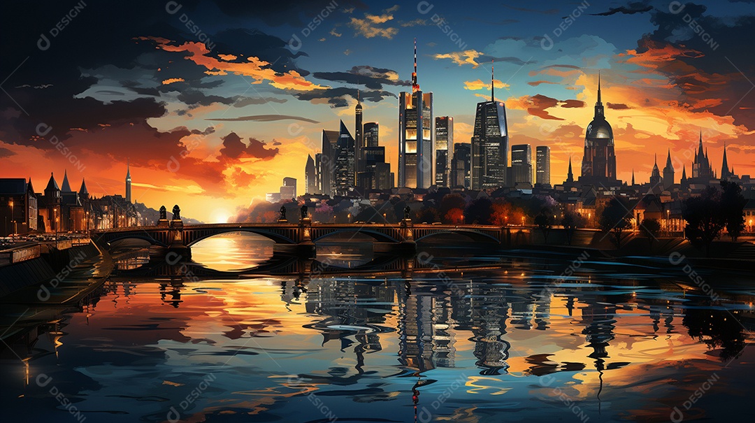 Frankfurt am Main durante o pôr do sol