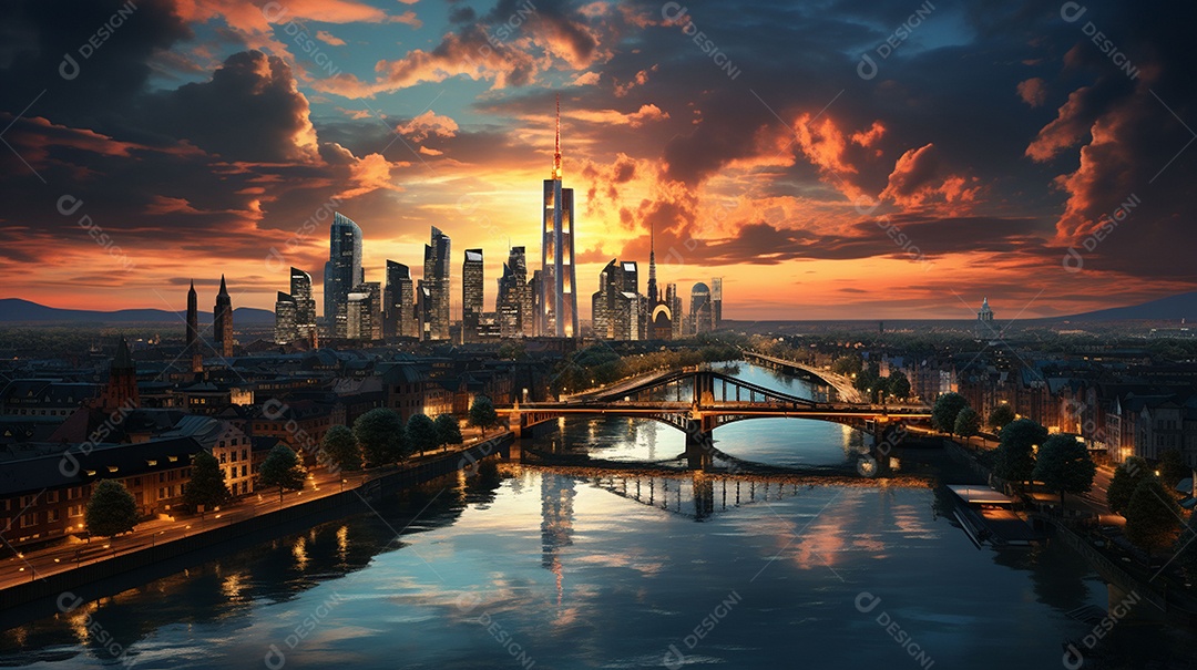 Frankfurt am Main durante o pôr do sol