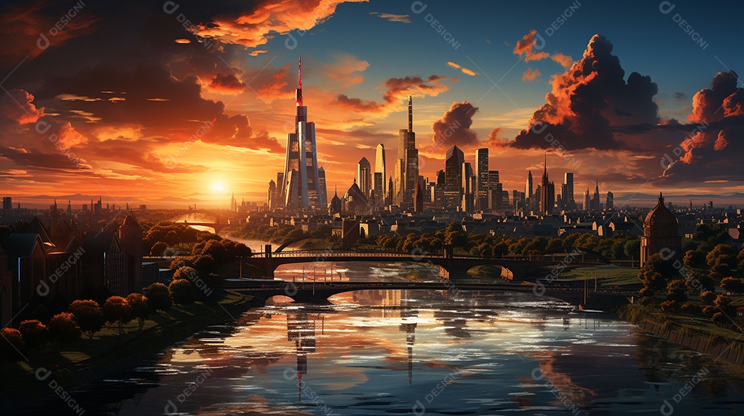 Frankfurt am Main durante o pôr do sol